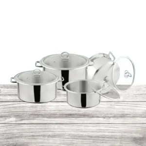 alpha induction based cooking pot glass lid double bottom stainless steel