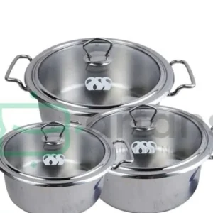 3 pcs Baby Set Alpha Stainless Steel Double Bottom glass lid